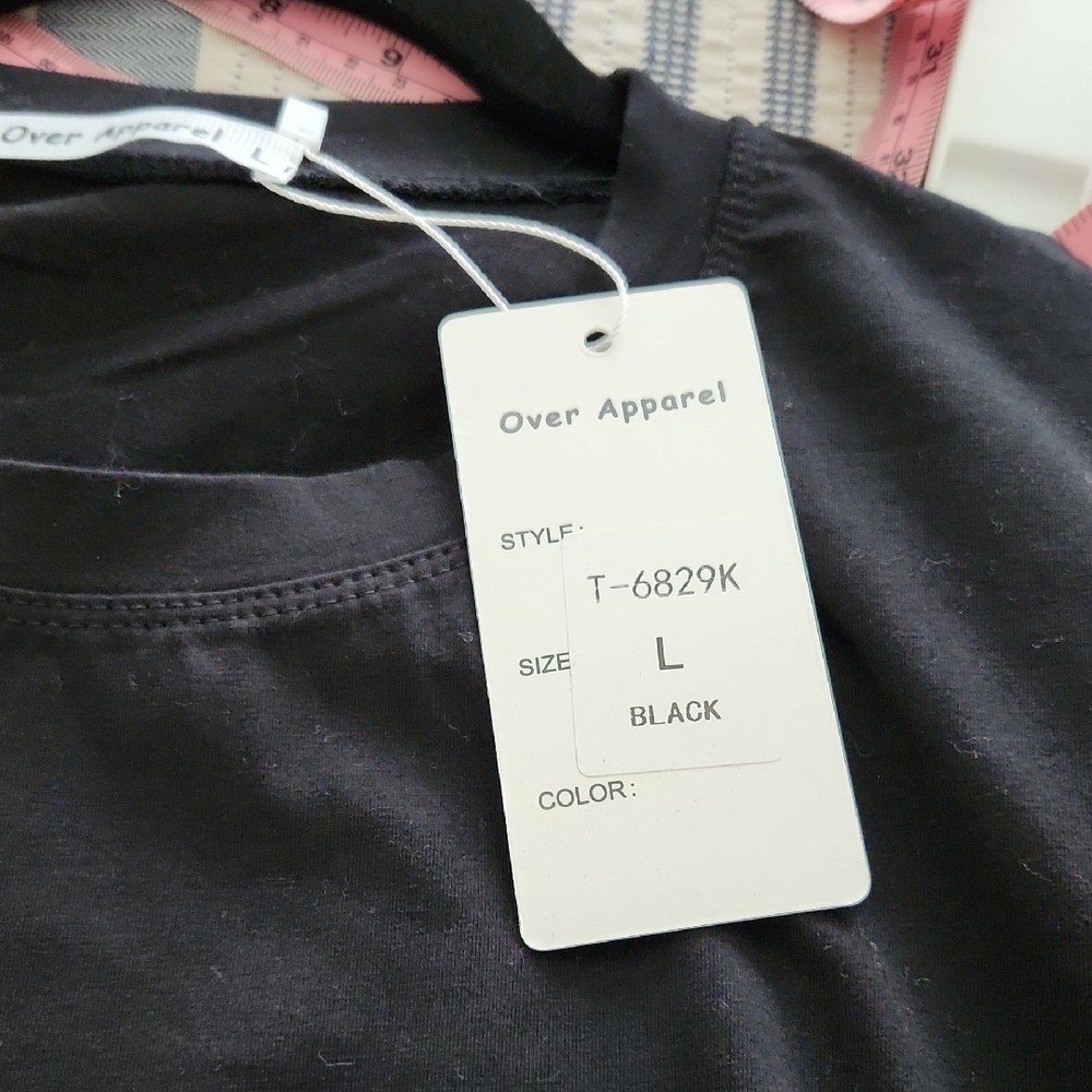 Black Graphic Tee with Pink and Gold Accents - Picture 3 of 3